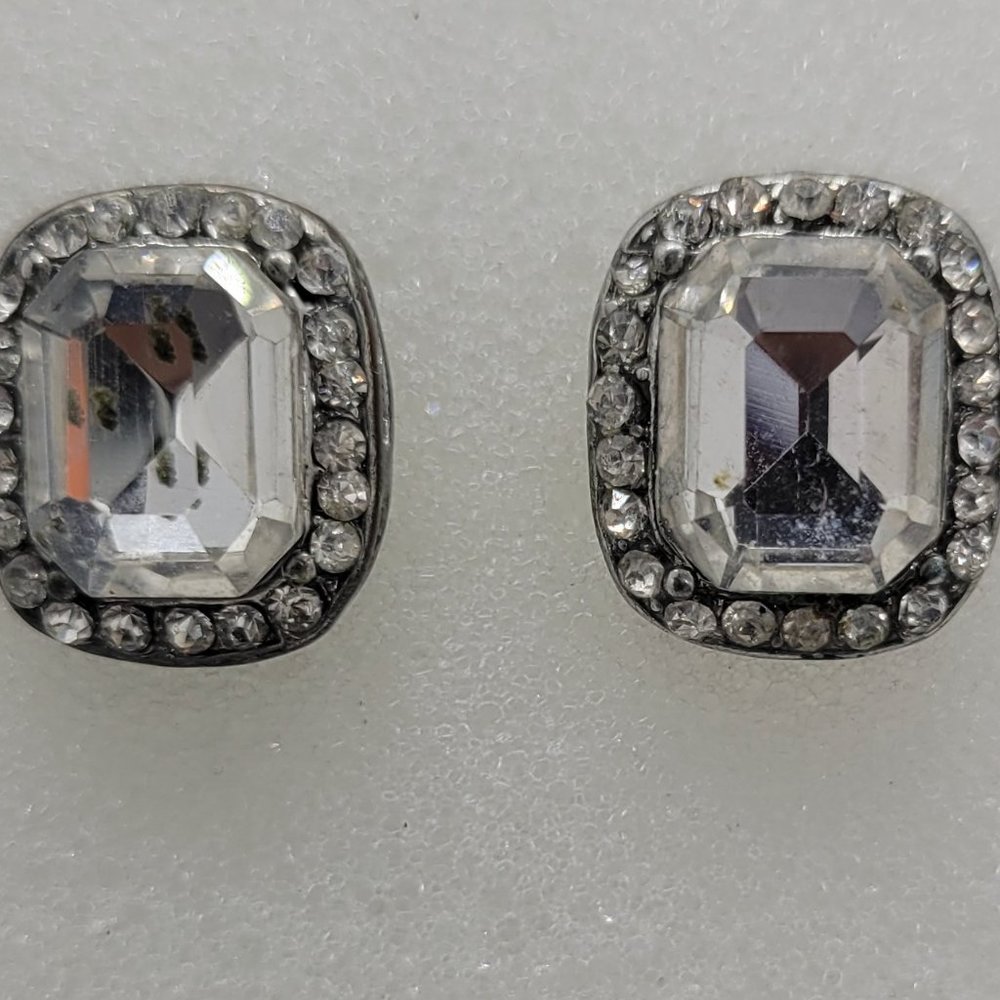 Earrings Sliver Rhinestone Rectangle Post/Stud E_OT0015.